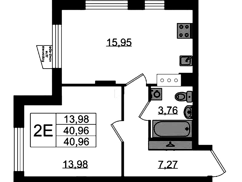 1-комнатная квартира 40.96 м², 3/11 эт., ЖК «VEREN NORT Сертолово»